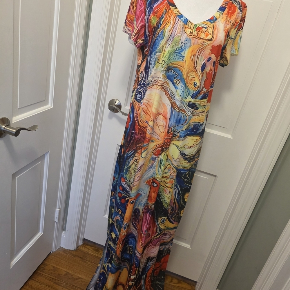 NWT Noracora Colorful Artsy Print Maxi Dress Size Small, Resortwear - Picture 6 of 10